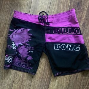Billabong Black and Pink Graphic Shorts